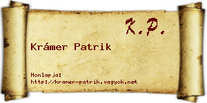 Krámer Patrik névjegykártya